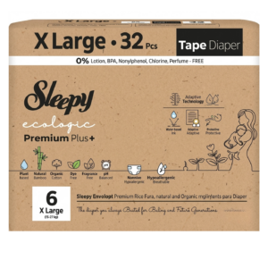 Sleepy Ecologic Premium Plus Baby Diapers Size 6 (X LARGE) - 32 Pieces
